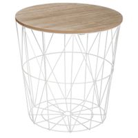 mesa auxiliar de hierro blanco o40x41cm