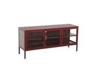 mueble de tv estilo industrial de metal y vidrio templado con 3 puertas 120cm arkansas burdeos 120x35x55 cm