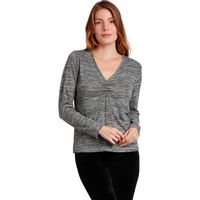 admas camiseta manga larga top de manga larga nudo para mujer