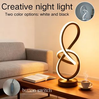 Lámpara de Escritorio LED Moderna y Elegante con USB - Lámpara de Mesa de Noche Regulable, Diseño de Líneas Únicas, Adecuada para Dormitorios, Salas de Estar