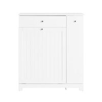 sobuy mueble de bano auxiliar con 2 cestos extraibles cajon y compartimento deslizante en blanco