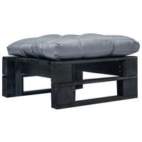otomana de palets de jardin con cojin gris madera negra vidaxl