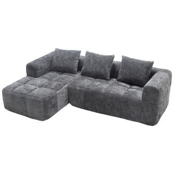 Sofá Rinconera 3 Plazas Chenilla Urban Meuble 250x158x60cm - Gris