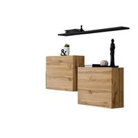 conjunto de muebles de salon switch sbi diseno color roble wotan y estanteria negra