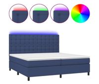 cama box spring colchon y luces led tela azul 200x200 cm botones