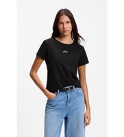 boss para mujer 50554696 camiseta slim fit de algodon con logo bordado negro xs casual manga corta