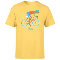 slow and steady sloth mens yellow t-shirt - m