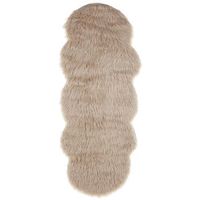 alfombra de piel sintetica de oveja acrilico beige arena 60 x 180 cm mamungari