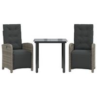 sillas y mesita de jardin con cojines 3 piezas  mueble de jardin ratan pe gris