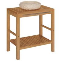 mueble tocador madera teca maciza con lavabo de marmol crema vidaxl