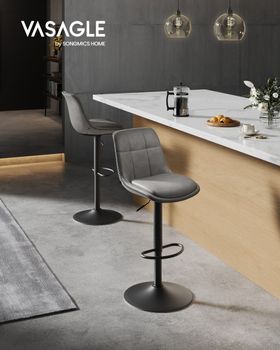 2 taburetes de bar giratorios de cuero sintético gris y negro
