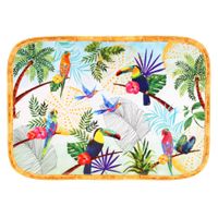 bandeja rectangular de melamina con estampado de tucanes 45 cm
