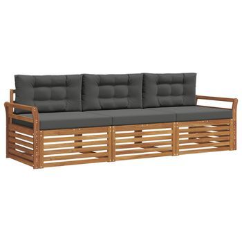 Conjunto De Sofás De Exterior 3 Piezas | Mueble De Jardín Natural Y Antracita