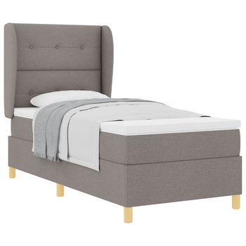 Cama Tipo Box Spring Con Cabecera Manual Taupé 200 X 90 Cm Tela Vidaxl