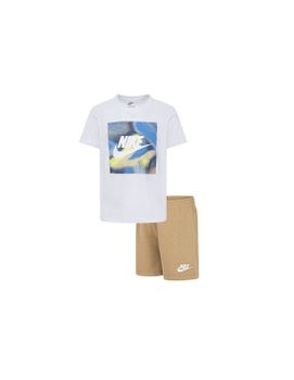 Camiseta Nike Nkn Club Express Ss Tee Short Infantil Beige Blanco
