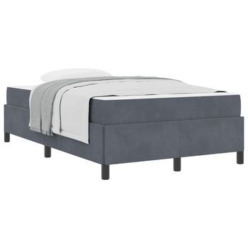 Estructura De Cama Gris Oscuro Y Blanco 120 X 190 Cm Terciopelo