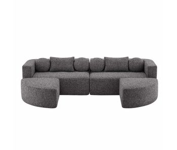 Sofá modular 4 plazas 292x165x68 cm - sofá nube, chenilla, sin montaje, convertible - negro