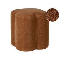 puf suave con forma de trebol reposapies boucle accesorio sala de estar dormitorio marron dorado mancos