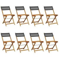 pack 8 uds sillas de jardin  silla de exterior  sillon plegables madera maciza y ratan pe negro