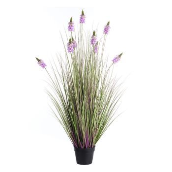 Planta Artificial En Maceta Para Interior Decoración De Plástico Con Maceta Negra Flores Púrpura 120 Cm Lavendarium