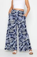 yours pantalon ancho azul estampado cachemira mujer curvy y tallas grandes yours
