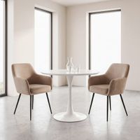 mesa de comedor redonda blanca de mdf y metal o100 cm
