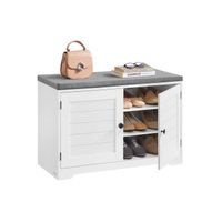 banco zapatero con puertas y cojin asiento y estantes ajustables 81a cm