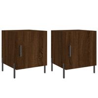 juego de 2 mesitas de noche con compartimento con puerta 40x40x50cm madera de ingenieria marron y hierro dec035851