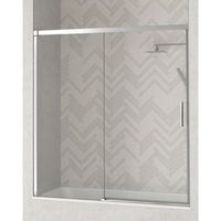 mampara frente de banera de 1 fijo - 1 puerta corredera cromo  cristal 6mm con antical  140-180cm  transparente - cromo brillo - transparente 145 cm adaptable 139-144cm