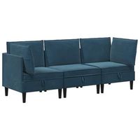 juego de muebles de salon 3 uds azul terciopelo vidaxl