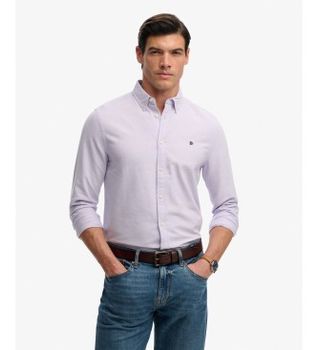 Superdry para hombre. M4011100A Camisa Preppy Oxford lila (XL), Casual, Algodón, Manga larga