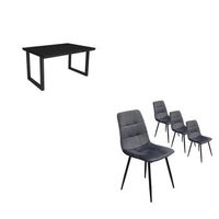 conjunto salon mesa de comedor 140 negro estilo industrial pack de 4 sillas de comedor silla tapizada