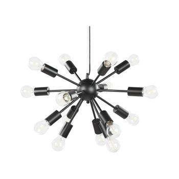 Lámpara De Techo De Metal Negro 115 Cm 15 Luces Bombillas Iluminación Ambiente Moderno Balagas