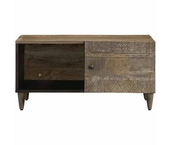 Mesa de café - mesa de centro de madera maciza de mango gris claro 80x50x40 cm