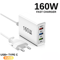 cargador usb de 160w con multiples puertos tipo c toma de corriente de carga rapida para iphone samsung xiaomi huawei honor adaptador para telefono movil