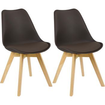 2 Sillas Para Comedor/cocina/sala De Estar. Diseño En Piel Sintética Y Madera Maciza. Color Marrón.