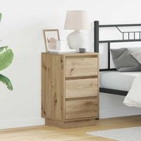 mesita de noche - mueble de dormitorio - madera de ingenieria - roble artesanal 39x345x65cm