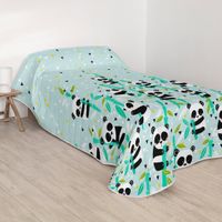 panda garden blue colcha
