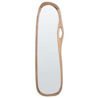 espejo de pared de estilo escandinavo con marco de madera de paulownia decorativo marron claro corbarieu