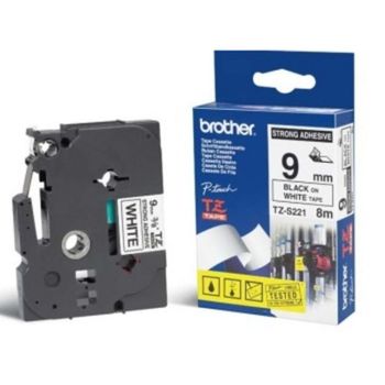 Cinta para impresora de etiquetas Brother TZ-S221 Negro sobre blanco 9 mm