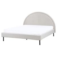 cama minimalista de tela tapiceria poliester somier cabecero semicircular 160 x 200 cm gris claro margut