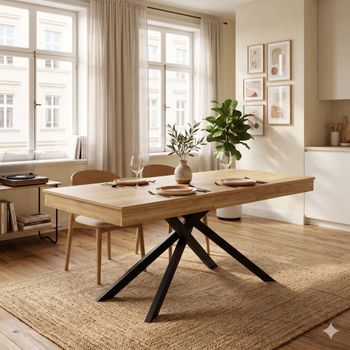 Mesa de comedor extensible efecto roble 6-8 personas 140-180x80 cm