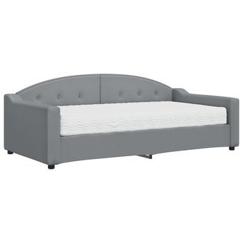 Cama Individual | Cama Para Adultos | Sofá Cama Con Colchón Tela Gris Claro 90x190 Cm