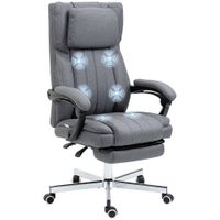 vinsetto silla de masaje silla ergonomica de oficina reclinable giratoria con 6 puntos vibratorio control remoto gris   aosom espana