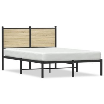 Estructura De Cama Con Cabecero Metal Roble Sonoma 120x200 Cm