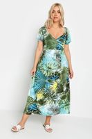yours vestido largo tropical en verde y azul mujer curvy y tallas grandes yours