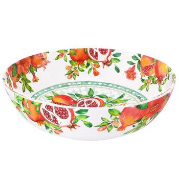 Ensaladera grande de melamina pura 31 cm con estampado de granadas