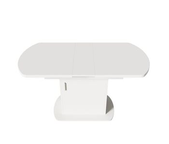 Mesa de comedor ovalada retráctil - con espacio de almacenamiento y mango plateado - blanco & plata