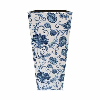 Paragüero rectangular floral de mdf y lona blanco y azul