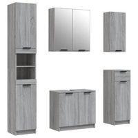 set de muebles de bano 5 pzas madera contrachapada gris sonoma vidaxl
